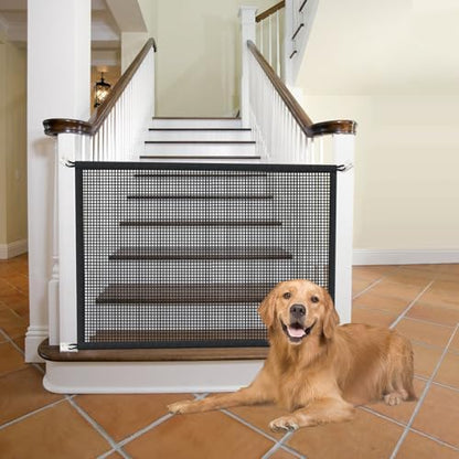 Dog Gate for Stairs Pet Gates for The House: Dogs Screen Mesh Gate for Doorways Stairways Indoor Safety 29 inches Tall, 38 inch Wide