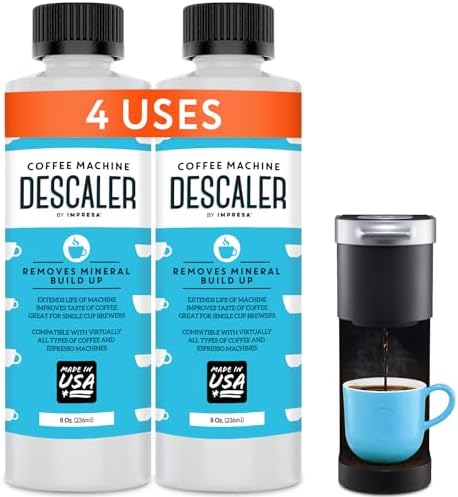 Descaler (2 Pack, 2 Uses Per Bottle) - Made in the USA - Universal Descaling Solution for Keurig, Nespresso, Delonghi and All Single Use Coffee and Espresso Machines