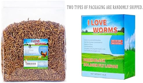 I LOVE WORMS Dried Black Soldier Fly Larvae (5lb), 100% Natural Non-GMO, Treat for Chickens, More Calcium Chicken Feed Than Mealworms