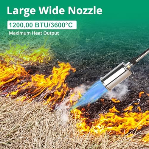 Sondiko Propane Torch Weed Burner, High Output 1,200,000 BTU Weed Torch Flamethrower, 30" Detachable Long Arm Heavy Duty Blow Torch with Flame Control For Garden, Wood, Ice, Snow, Stumps, Melting