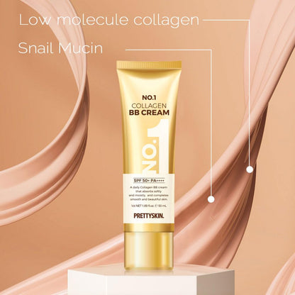 PRETTYSKIN Collagen BB Cream with Zinc Oxide & Titanium Dioxide – Lightweight Daily Korean BB Cream for Moisture Balance, Natural Coverage & Skin Comfort (1.69 fl.oz.)