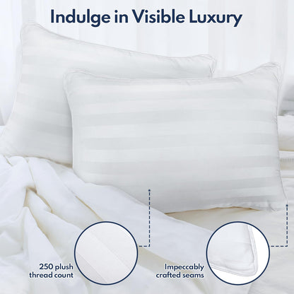 DIORIS Pillows Queen Size Set of 2 - Luxury Hotel Bed Pillows for Sleeping, Supportive Side Sleeper Pillow for Neck and Shoulder Pain Relief, Down Alternative Fill for Back, Stomach Sleepers