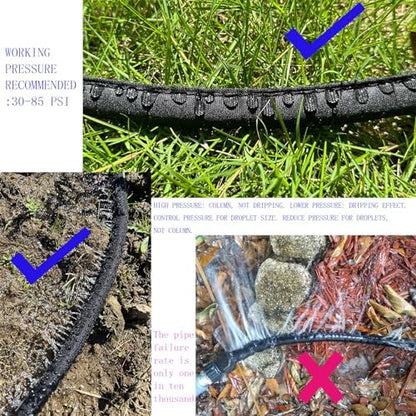2025 Flat Soaker Hose 100 ft for Garden, 100' (50ft x 2) Linkable Drip Hose Diy Garden Irrigation System Saving 80% Water, Dual-layer Leak-free Design Water Hose with Holes