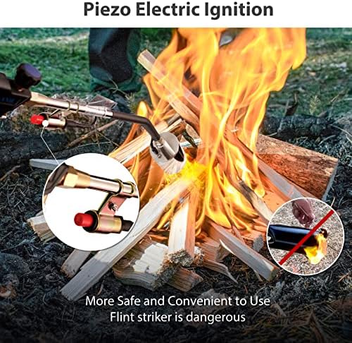 Propane Torch Burner Weed Torch High Output 2,400,000 BTU with 10FT Hose,Heavy Duty Blow Torch with Flame Control and Turbo Trigger Push Button Igniter,Flamethrower for Garden Wood Ice Snow Road (Blue