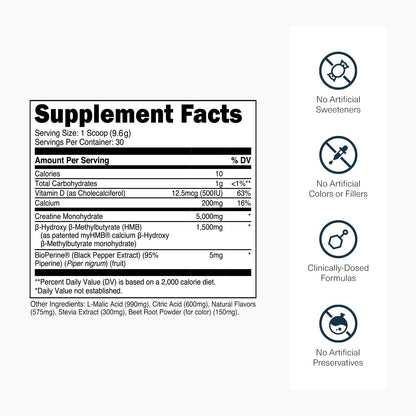Transparent Labs Creatine HMB - Creatine Monohydrate Powder with HMB for Muscle Growth, Increased Strength, Enhanced Energy Output, and Improved Athletic Performance - 30 Servings, Tropical Punch