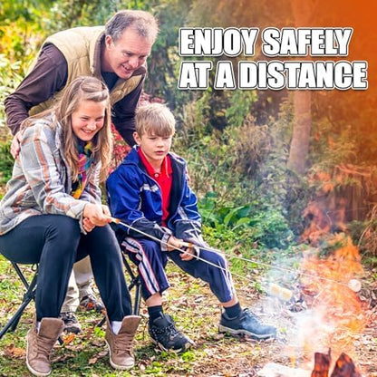 Briout Extendable Stainless Steel Roasting Sticks - Smores Sticks for Fire Pit Long 32 Inch, Smore Skewers Hot Dog Fork Campfire Accessories, Camping Essentials for S'mores - 10 Pack