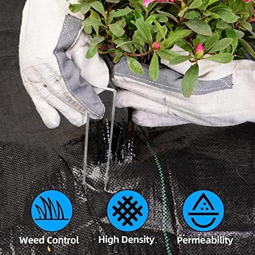 LAVEVE 4FT x 100FT Weed Barrier Landscape Fabric, 3.2oz Premium Heavy Duty Garden Cloth, Ground Cover for Gardening, Farming with 30 U-Shaped Securing Pegs