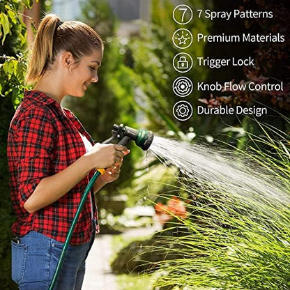 AUTOMAN Garden Hose Nozzle 2PK, ABS Water Spray Nozzle with 7 Adjustable Patterns, Slip Resistant for Watering Plants, Lawn, Garden, Washing Cars, Cleaning, Showering Pets & Outdoor Fun