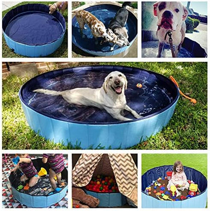 Jasonwell Foldable Dog Pet Bath Pool Collapsible Dog Pet Pool Bathing Tub Kiddie Pool Doggie Wading Pool for Puppy Small Medium Large Dogs Cats and Kids 48" Blue