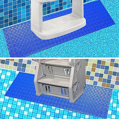 SKARUMMER Swimming Pool Ladder Mat - Protective Pool Ladder Pad Step Mat with Non-Slip Texture, Blue Medium Pool Step Mat, Pool Liner Protection Mat 36 inch X 17 inch