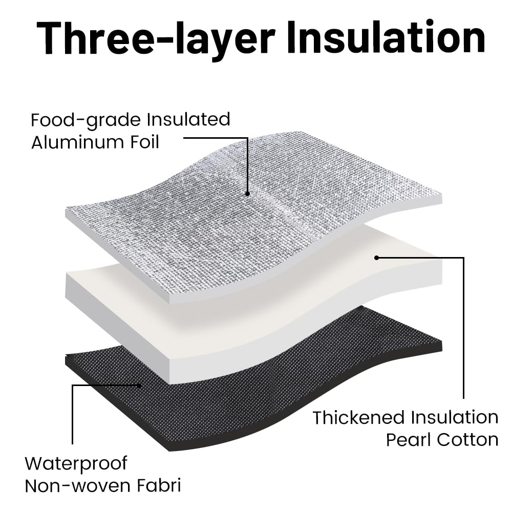 Bodaon 2-Pack Insulated Food Delivery Bag With Hard Bottom, XL Cooler Bags, grocery bags Cold/Hot Styrofoam Carrier for Doordash/Travel/Shopping/Catering/Car, Dashers Door Dash Accessories