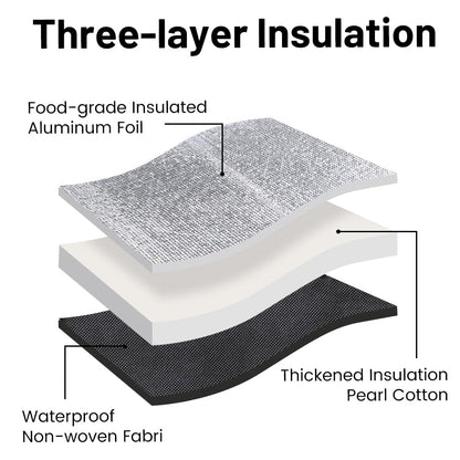 Bodaon Insulated Food Delivery Bag With Hard Bottom, XXXL Pizza Cooler Bags, Grocery Shopping and Catering Thermal Cold/Hot Styrofoam Carrier for Travel/Doordash/Car, Dashers Door Dash Accessories