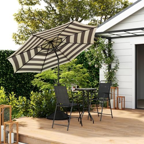 Abba Patio 9FT Lyon Outdoor Patio Umbrella Outdoor Table Umbrella with Push Button Tilt and Crank Market Umbrella 8 Sturdy Ribs UV Protection Waterproof for Garden Deck Backyard Pool, Stripe