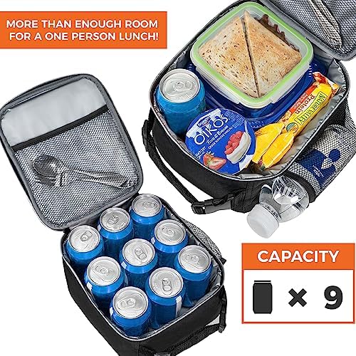 opux Premium Insulated Lunch Box, Soft School Lunch Bag for Kids Boys Girls, Leakproof Small Lunch Pail Men Women Work, Reusable Compact Cooler Tote Lunchbox for Office Adult, Heather Navy