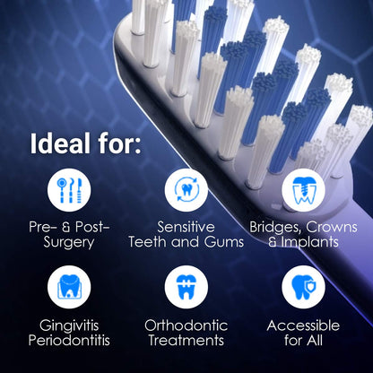 Emmi-dent Metallic/Professional 2-Pin Bristle-Head Attachments - Electric Toothbrush Replacement Heads. Cleans with Ultrasound Waves (Braces 4 Pack)