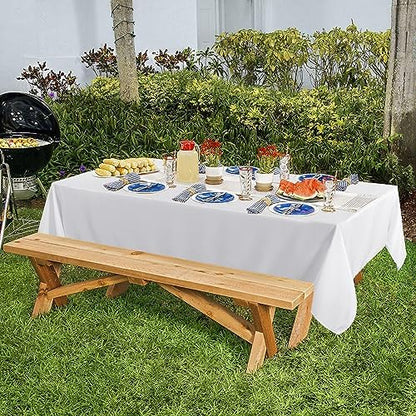 sancua 6 Pack White Tablecloth 60 x 84 Inch, Rectangle Table Cloth for 4ft Tables - Stain and Wrinkle Resistant Washable Polyester Table Cover for Dining Wedding Banquet Party Buffet Restaurant
