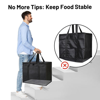 Bodaon 2-Pack Insulated Food Delivery Bag With Hard Bottom, XL Cooler Bags, grocery bags Cold/Hot Styrofoam Carrier for Doordash/Travel/Shopping/Catering/Car, Dashers Door Dash Accessories