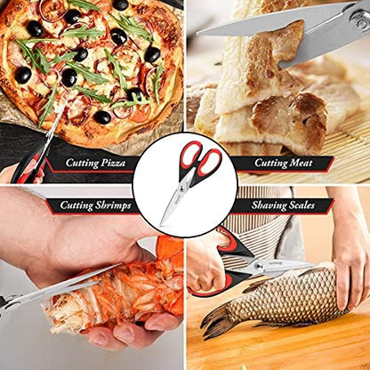 iBayam Kitchen Scissors All Purpose Heavy Duty, Kitchen Utensils Set, Stainless Steel Cooking Utensils Gadgets, Meat Poultry Food Shears Dishwasher Safe Utility Tools Home Gift, with Protective Sheath