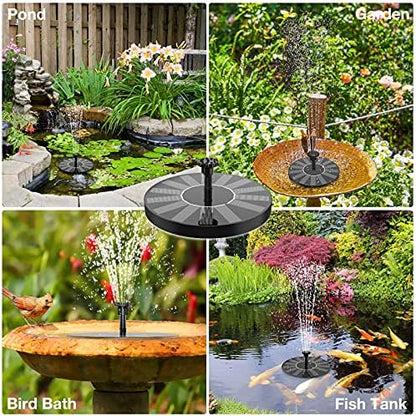 AISITIN Solar Bird Bath Fountain Pump, Solar Powered Water Fountain Pump with 6 Nozzles, Garden, Ponds, Pool, Fish Tank and Outdoor, 1.5W, 1.5W-New 2 Pack