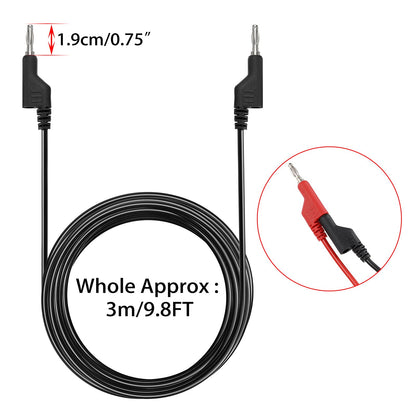 Sumnacon 5Pcs Banana to Banana Plug Test Lead, 4mm Stackable Banana Plug Wire Test Cable Lead for Multimeter, Electrical Test Wire 1000V/15A 9.8 Ft/3M
