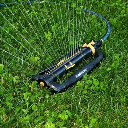 Melnor 65167AMZ XT Turbo Oscillating Sprinkler, 4,500 sq. ft., Quick Connect Bundle, 3-Way Adjustable, Black, Yellow