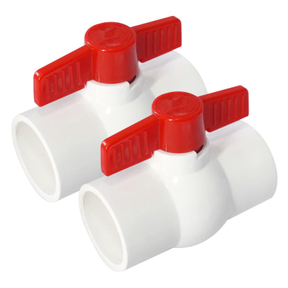 YADIAN 2 Pack 1-1/2'' PVC Ball Valves, T-handle Water Shut-Off Ball Valve Socket (Slip), PVC Valve 1-1/2 inch for Water Project, Swiming Pool, Sewage Pump, Irrigation System, Rated at 150 PSI, Socket