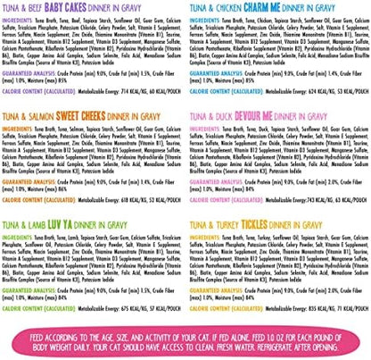 Weruva B.F.F. OMG - Best Feline Friend Oh My Gravy!, Rainbow A Gogo Variety Pack! Cat Food, 3oz Pouch (Pack of 12)