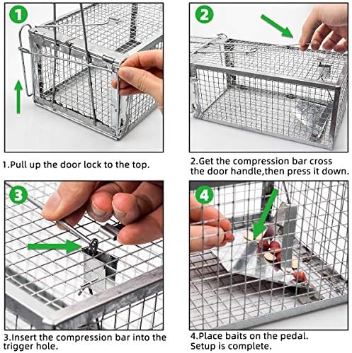 Kensizer Humane Rat Trap, Chipmunk Rodent Trap That Work for Indoor and Outdoor Small Animal - Mouse Voles Hamsters Live Cage Catch and Release 1-Pack