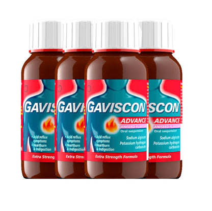 Gaviscon Advance Aniseed Liquid 150ml x 4 Bottles - Advanced Formula, Fast Heartburn & Indigestion Relief, Convenient Sachets, Antacids for Effective Digestion, Nausea Aid