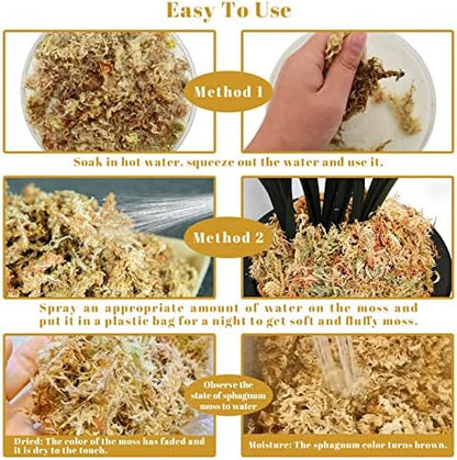Legigo 2.2LBS Premium Sphagnum Moss for Plants- 40QT Natural Succulent Carnivorous Plant Moss Dried, Long Fiber Orchid Moss for Orchid Repotting Succulent Sarracenia Potted Plants Gardening & Reptiles