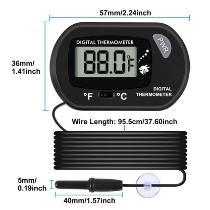 Aquarium Thermometer, Fish Tank Thermometer, Water Thermometer with 3.3ft Cord Fahrenheit/Celsius(℉/℃) for Vehicle Reptile Terrarium Fish Tank Refrigerator (10pcs)