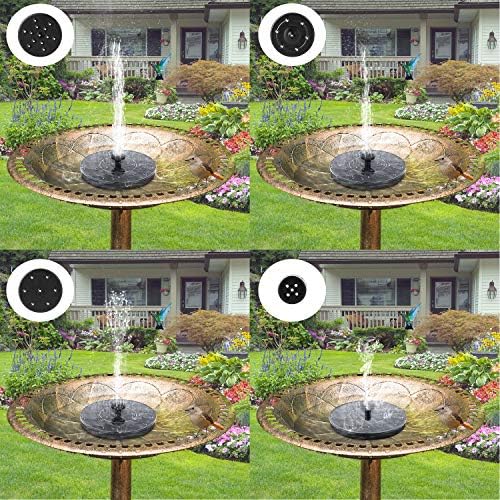 Mademax 1W Solar Bird Bath Fountain Pump, Solar Fountain with 6 Nozzle, Free Standing Floating Solar Powered Water Fountain Pump for Bird Bath, Garden, Pond, Pool, Outdoor