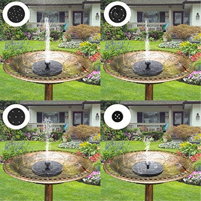 Mademax 1W Solar Bird Bath Fountain Pump, Solar Fountain with 6 Nozzle, Free Standing Floating Solar Powered Water Fountain Pump for Bird Bath, Garden, Pond, Pool, Outdoor