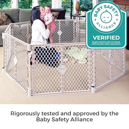 Toddleroo by North States - Superyard Baby Play Yard: Freestanding 8-Panel Baby Playpen - Indoor or Outdoor Use - Made in USA - Encloses Up to 34.4 Square Feet - 26 Inches Tall - Sand