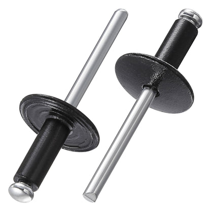 Wensilon(150 pcs) 3/16 * 1/2" Large Cap Open End Black Aluminum Blind Rivets,5 * 13 Blind Rivet