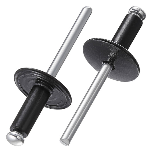 Wensilon(150 pcs) 3/16 * 1/2" Large Cap Open End Black Aluminum Blind Rivets,5 * 13 Blind Rivet