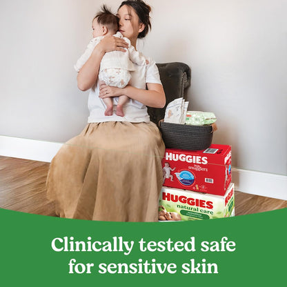 Huggies Natural Care Sensitive Baby Wipes, Unscented, Hypoallergenic, 99% Purified Water, 15 Flip-Top Packs (960 Wipes Total)