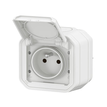 LEGRAND - Waterproof socket IP55 with Plexo earth – socket 2P+T 16 A complete with valve – for installation in apparently – made in France – white