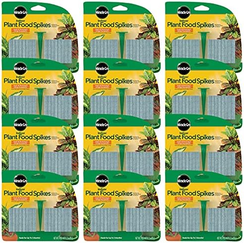 Scotts Indoor Plant Food Spikes, Includes 48 Spikes - Continuous Feeding for all Flowering and Foliage Houseplants - NPK 6-12-6, 48 Count (Pack of 12)