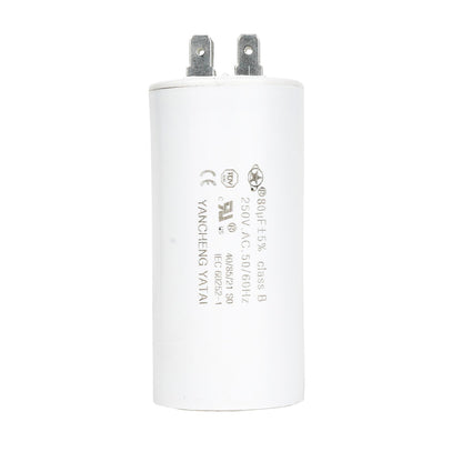 YATAI CBB60 Capacitor 80uF 250V AC, 4-Pin Run Capacitor, 50/60Hz, 1.64 x 3.54 in Cylinder, for Irrigation Pump, Washing Machine, Cement Mixer, and Dehumidifier