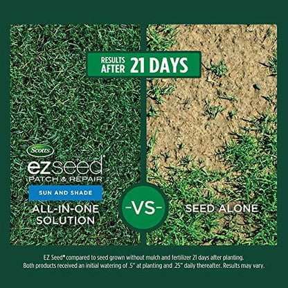 Scotts EZ Seed Patch & Repair Sun and Shade Mulch, Grass Seed, Fertilizer Combination for Bare Spots and Repair, 3.75 lb, Brown