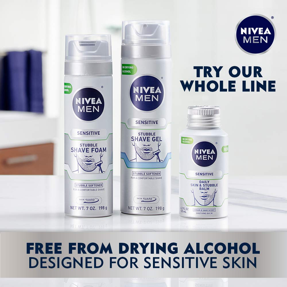 NIVEA Men Sensitive Skin & Stubble Balm - Mens Face Lotion for Before and After Shave – 4.2 Fl. Oz. Bottle