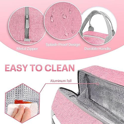 Lunch Bag for Women & Men Adult Insulated Lunch Box, Small Leakproof Cooler Food Lunch Containers Reusable High Capacity Lunch Tote Bags for Work, Travel, Outdoor (Pink)