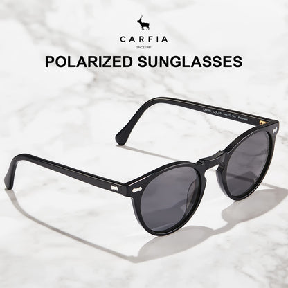 CARFIA Vintage Polarized Sunglasses for Men UV400 Protection Retro Fashion Eyewear Hand-crafted Acetate Frame CA5288L