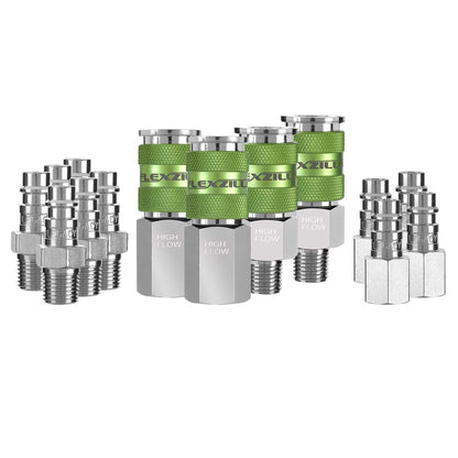 Flexzilla Pro High Flow Coupler & Plug Kit, 1/4" NPT, 14-Piece - A53458FZ