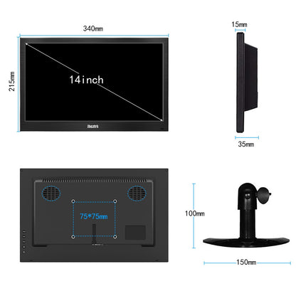 Jhcztrk 14 Inch Touchscreen Portable Monitor 1080P Touchscreen Display, 350cd/m², HDR, HDMI USB C, Built-in Speakers, VESA Compatible, Travelling Second Monitors for Laptops and Mobile Phones