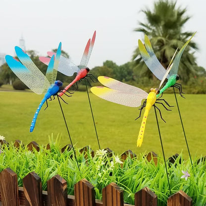 9 Pack Dragonfly Clip,3D Dragonfly Garden Stakes Decor,Fly Deterrent,Dragonfly Humming Bird Stakes,Deer and Horse Fly Deterrent,Garden Bird and Fly Scare Devices for Indoor Outdoor