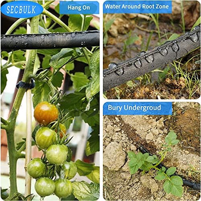 2025 Flat Soaker Hose 100 ft for Garden, 100' (50ft x 2) Linkable Drip Hose Diy Garden Irrigation System Saving 80% Water, Dual-layer Leak-free Design Water Hose with Holes