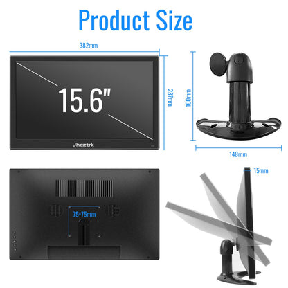 Jhcztrk 15.6 Inch Portable Monitor Touchscreen IPS Screen HDR Gaming Monitors Built-in Speakers, USB-C HDMI, VESA Compatible, for Laptop PC Mobile PS4 PS5 External Screen
