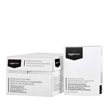 Amazon Basics Multipurpose Copy Printer Paper, 20 lb, 8.5 x 11 Inches, 10 Reams (5,000 Sheets), 92 Bright, White